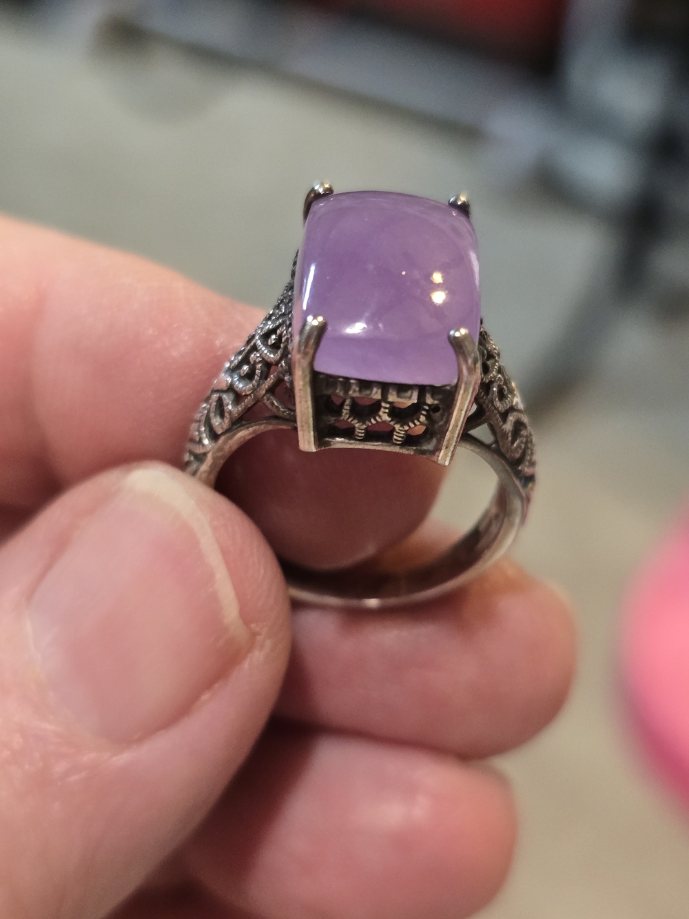 Sterling Silver 925 Purple Gemstone Filigree Cocktail Ring - Women Jewelry